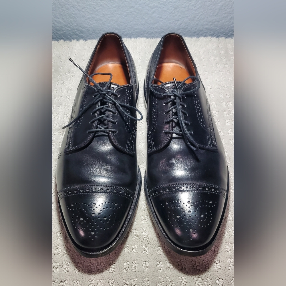 Vintage Allen Edmonds "Sanford" derby black leather dress shoe men size 8 EEE